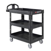 Rubbermaid 2196862 - BRUTE Heavy Duty Medium 3-Shelf Utility Cart, With Lipped Shelves