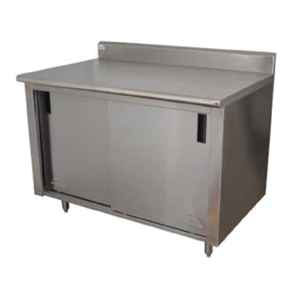 Advance Tabco ECK-SS-307M Special Value Economy Work Table 84"W X 30"D Cabinet Base With Mid-shelf & Sliding Doors