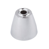 A shiny, metallic, cone-shaped object with a flat base and a circular hole on top, the TableCraft 608T features a polished, chrome plated surface reminiscent of an Oil & Vinegar Dispenser escutcheon, set against a plain white background.