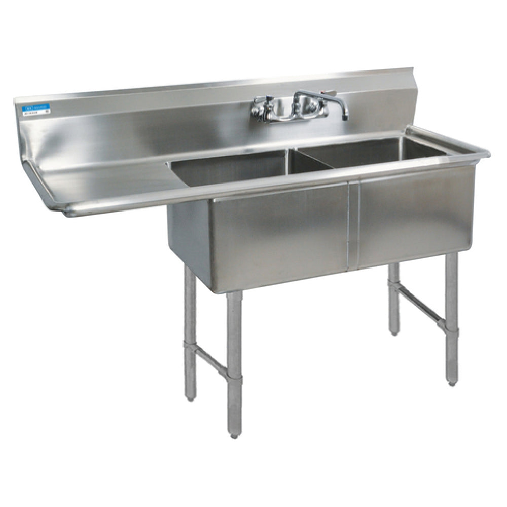 BK Resources BKS6-2-18-14-18LS Sink Two Compartment 58-3/16"W X 23-1/2"D X 44-1/16"H Overall Size
