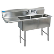 BK Resources BKS6-2-18-14-18LS Sink Two Compartment 58-3/16"W X 23-1/2"D X 44-1/16"H Overall Size
