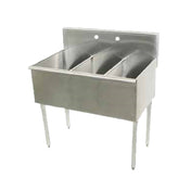 Advance Tabco 4-3-36 Square Corner Scullery Sink 3-compartments 12"W X 21"D Front-to-back X 14" Deep Sink Compartments