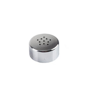 A small, round, chrome plated metal object with a flat bottom and slightly domed top, featuring multiple small holes arranged in a circular pattern—this Universal Top TableCraft 615 is set against a plain white background.