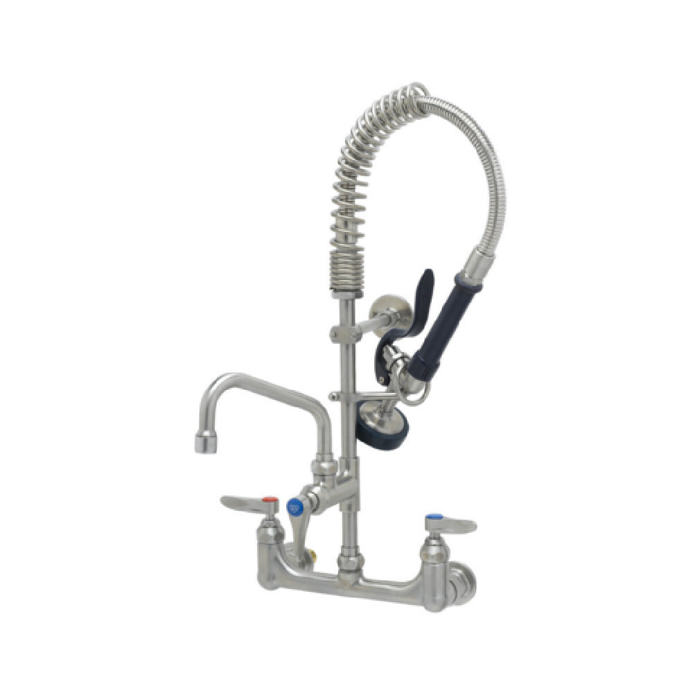 T&S Brass SMPK-8WLN-06 EverSteel Pre-Rinse Unit: EasyInstall 8" Stainless Steel Wall Mount Mixing Faucet