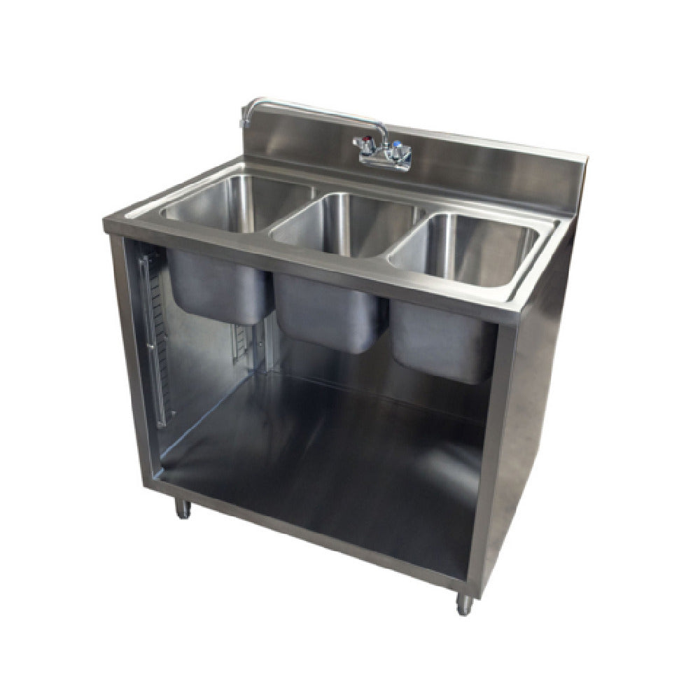 BK Resources CSTR5-3-1014H-PG Sink Cabinet (3) Compartment 18/304 Stainless Steel