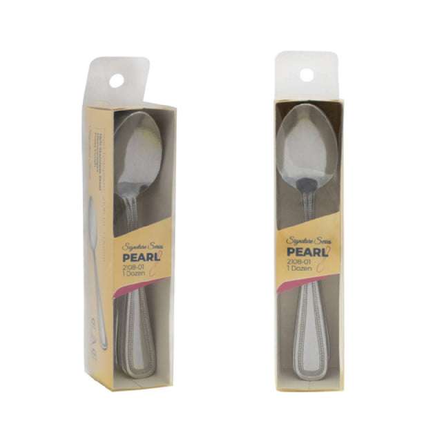 CAC China 2108-01 Pearl Teaspoon 6" 18/0 Stainless Steel High Weight