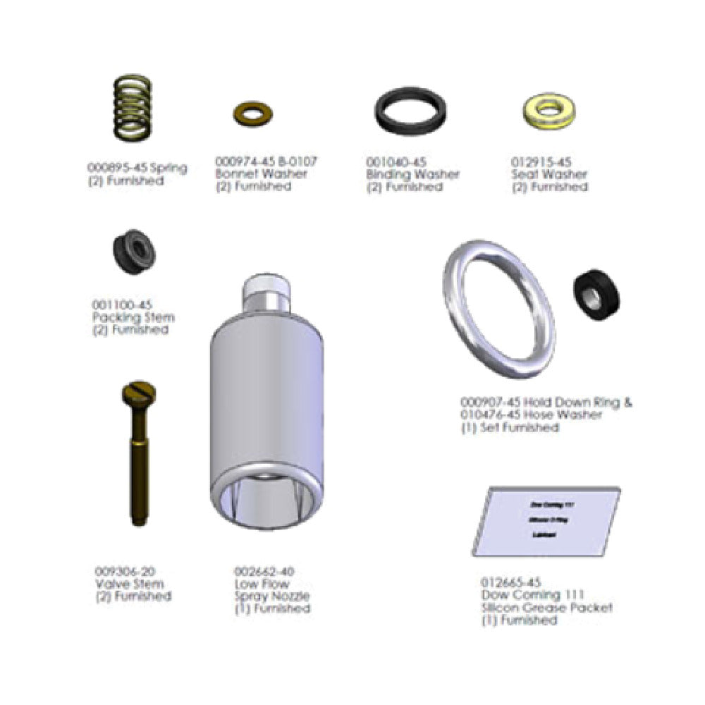 T&S Brass B-0107-C-RK Repair Kit Spray Valve Low Flow Spray Action