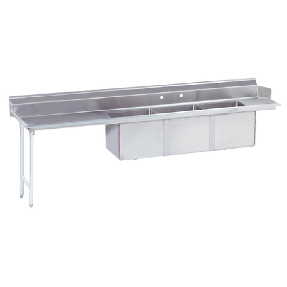 Advance Tabco DTC-3-1824-108L Dishtable With 3-compartment Sink 107”W (3) 18" X 24" X 14" Bowls
