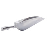 A large, shiny aluminum ice scoop with a deep, rounded 24 oz. bowl and an ergonomic handle. Perfect for scooping bulk materials like grains or ice, this scoop is shown against a white background.