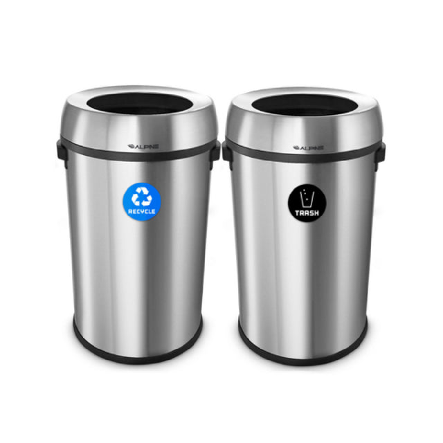 Alpine Industries ALP470-65L-R-T Recycling Bin And Trash Receptacle 17 Gallon (65 Liter) Each