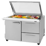 Turbo Air PST-48-18-D2R(L)-N-GL PRO Series Mega Top Sandwich/Salad Prep Table With Glass Lid