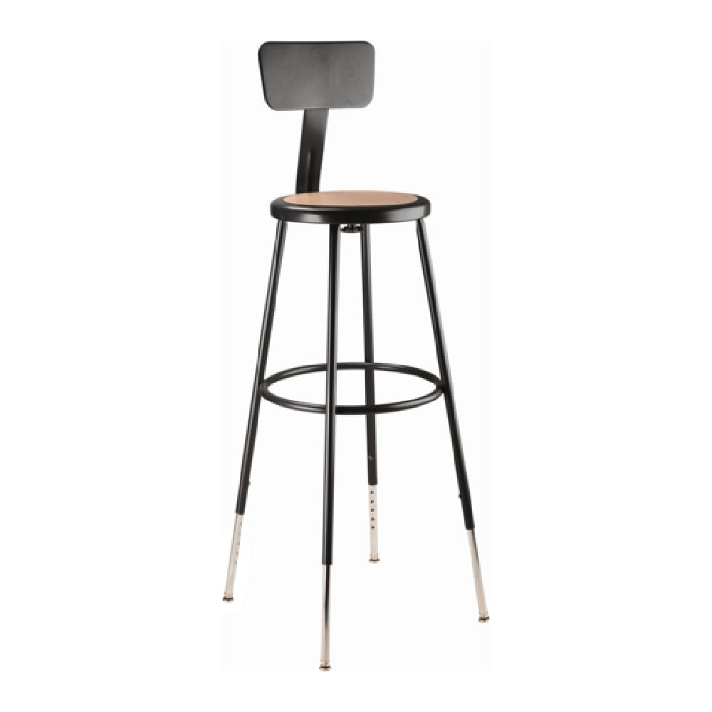National Public Seating 6230HB-10 NPS® Heavy Duty Steel Stool With Backrest 32"-39"