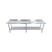 Sapphire Manufacturing SMTEB-24108G Worktable 108"W X 24"D X 35"H 18/430 Stainless Steel Top Shelf