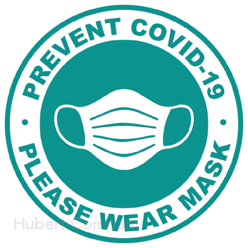 Hubert 39697 - Decal, "Prevent COVID-19 / Please Wear Mask", 8-1/2" Dia.