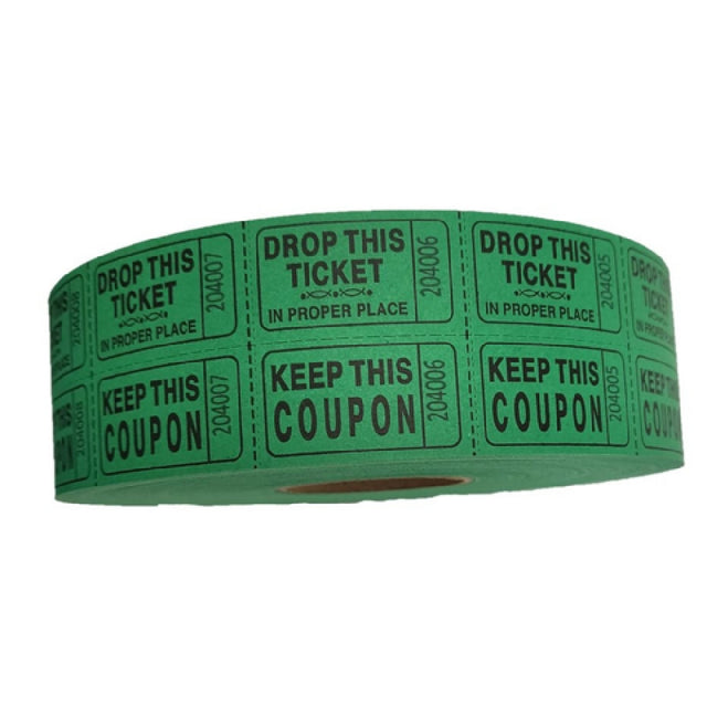 Royal TIC RAF GREEN - Ticket-Double Raffle Green, (2,000) Tickets Per Roll (20 Roll Per Case)