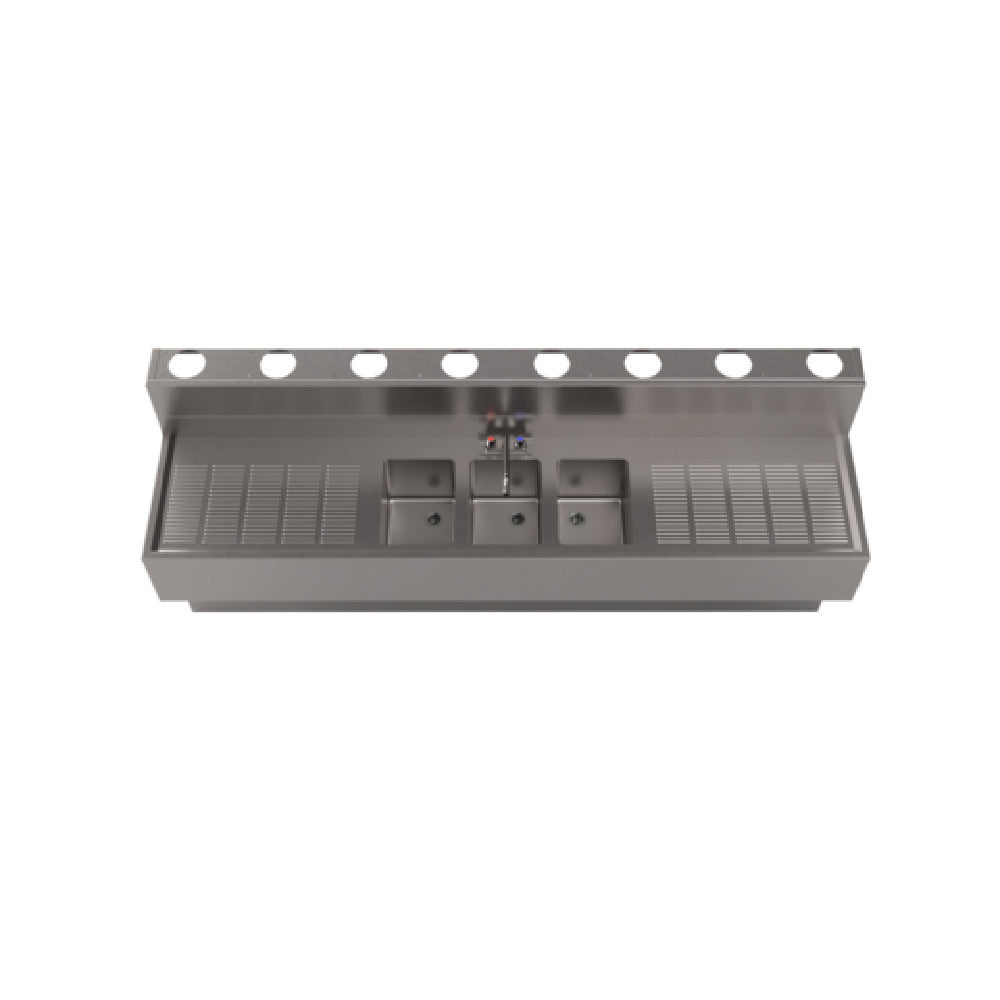 BK Resources UBDW-21-396TS - Underbar Sink, Three Compartment, 96”W X 21-1/4"D X 41"H Overall Size