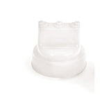 A translucent plastic flip-top cap with a smooth, rounded top and small ridges on the base for grip, designed for dispensing liquids from 63mm WideMouth squeeze bottles. NSF certified and dishwasher safe. Shown against a plain white background.