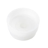 A white, round plastic bottle cap with ridged edges and a central hole, photographed on a plain white background. This dishwasher safe Valve & Top Assembly fits Invertatop 63mm squeeze bottles, showing its translucent finish and inner threading.