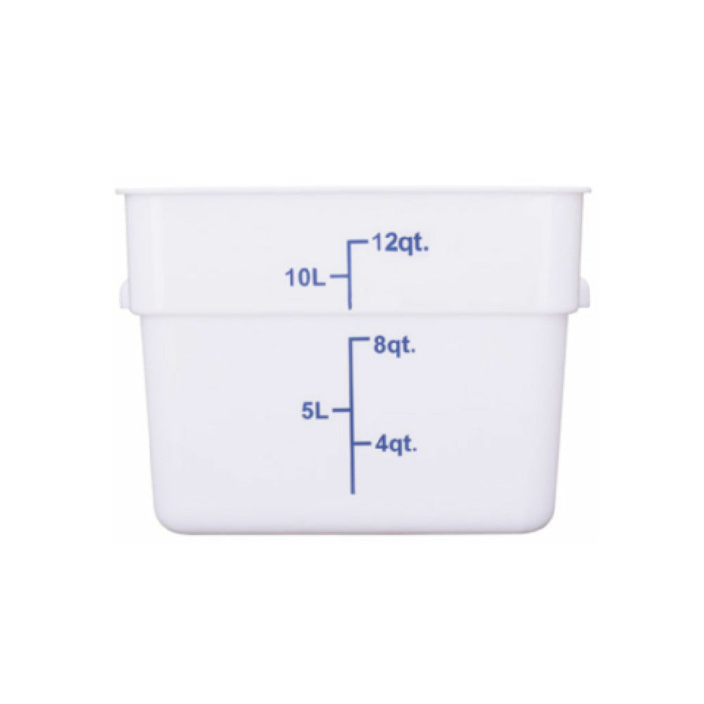Hubert 29A-058 - Kratos® CenPro Square Food Storage Container, 12 Qt. Capacity, White