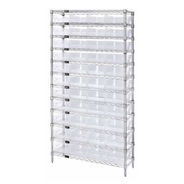 Quantum WR12-114CL Bin Wire Shelving System 36"W X 24"D X 74"H Overall Size 800 Lb. Capacity Per Shelf