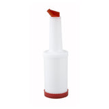 Winco PPB-1R Liquor & Juice Multi Pour 1 Qt. With Red Spout & Lid