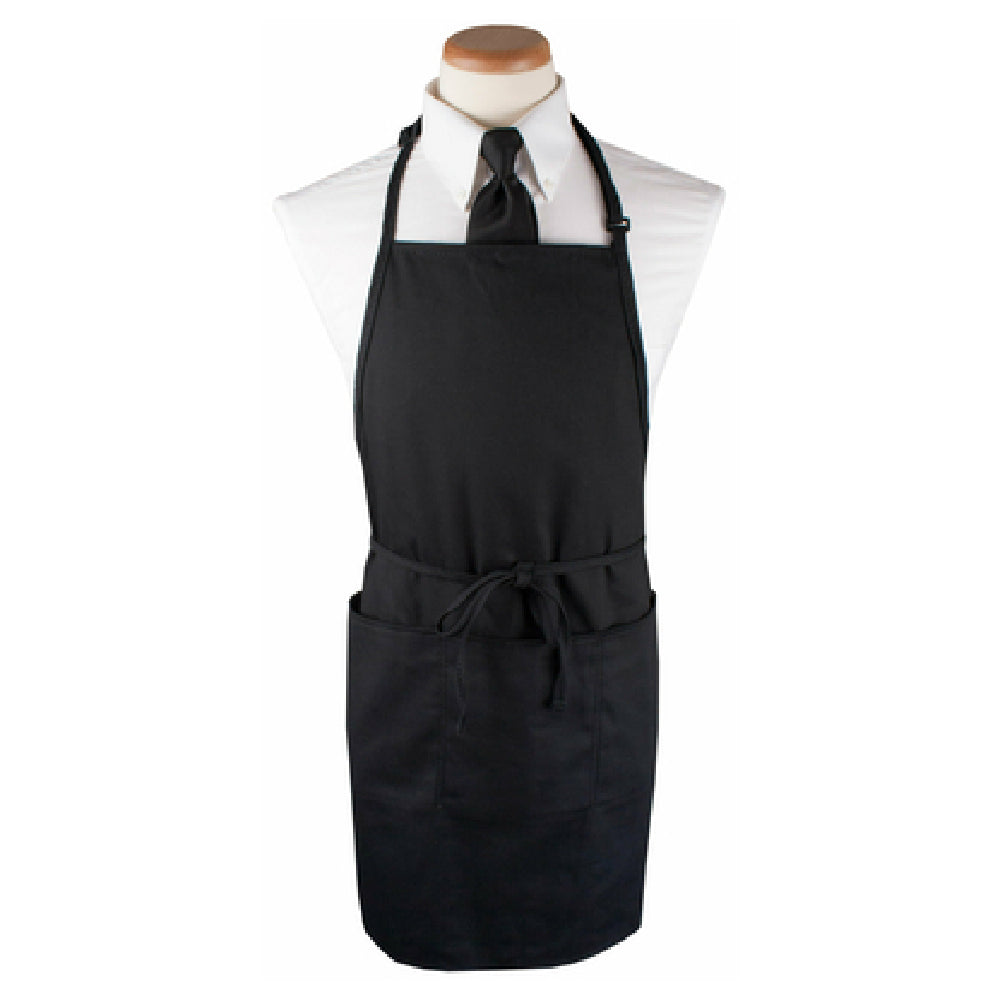 John Ritzenthaler Company 3PBIAELBK Chef Revival® Bib Apron 26" X 31" Extra Long 3 Front Pockets And Pen Pocket With Seamless Bottoms