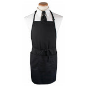 John Ritzenthaler Company 3PBIAELBK Chef Revival® Bib Apron 26" X 31" Extra Long 3 Front Pockets And Pen Pocket With Seamless Bottoms