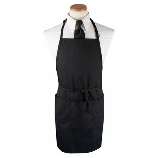 John Ritzenthaler Company 3PBIAELBK Chef Revival® Bib Apron 26" X 31" Extra Long 3 Front Pockets And Pen Pocket With Seamless Bottoms