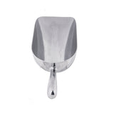 A large, shiny aluminum ice scoop with a wide, deep rectangular 58 oz bowl and a short handle, photographed from above on a plain white background. The scoop appears clean and is ideal for scooping dry goods like flour, sugar, or grains.