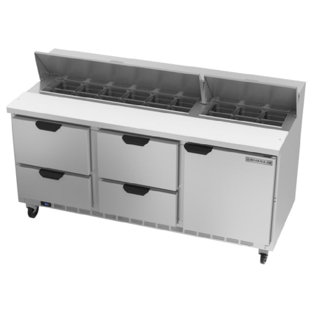 Beverage Air SPED72HC-18-4 Sandwich Top Refrigerated Counter Three-section 72"W