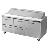 Blue Air BLPT72-D4LM-HC - Sandwich Prep Table, Three-section, 72-3/8"W