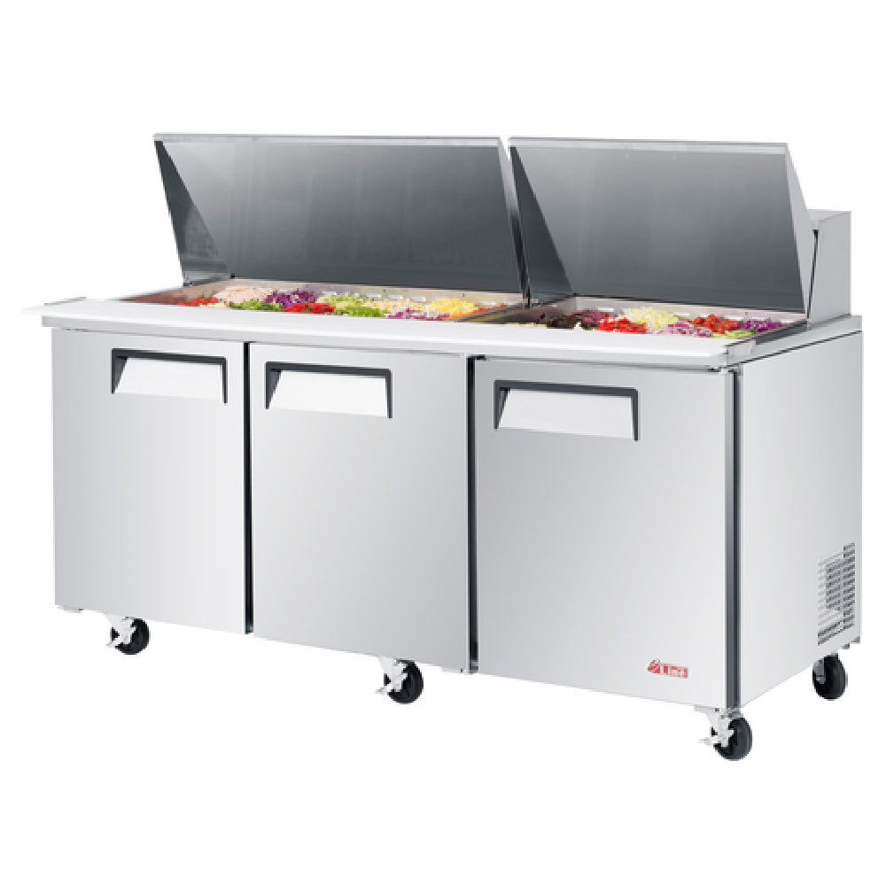 Turbo Air EST-72-30-N-V E-line Sandwich/Salad Mega Top Unit Three Section 72-5/8"W X 34"D X 39"H