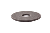 A gray, round, textured scouring pad with a hole in the center is shown against a white background. This replacement sponge appears flat and is likely used for cleaning or floor polishing purposes. It may also be dishwasher safe for easy maintenance.