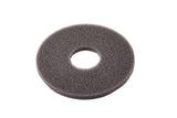 A round, grey, foam donut-shaped object with a rough texture and a hole in the center, this Replacement Sponge appears lightweight and porous—ideal for filtering or cushioning, and conveniently dishwasher safe. Photographed on a white background.