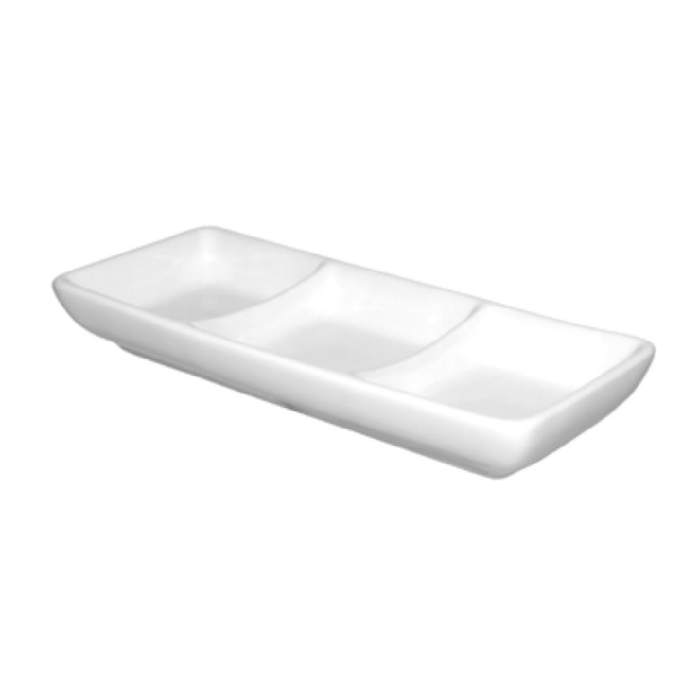 International Tableware FA3-66 Compartment Plate 5-7/8" X 2-3/8" (3) 1 Oz.-compartment Wells