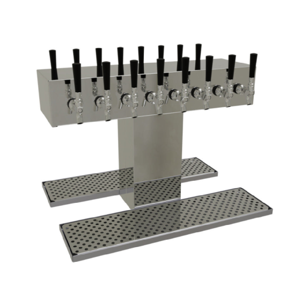 Glastender DT-16-MFR Double-Sided Draft Dispensing Tower Countertop (16) Stainless Steel Faucets (handles Not Included)