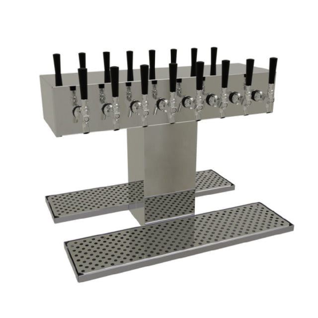 Glastender DT-16-MFR Double-Sided Draft Dispensing Tower Countertop (16) Stainless Steel Faucets (handles Not Included)