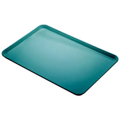A rectangular, teal-colored Camlite Tray with shallow, slightly raised edges is shown on a white background. This simple fiberglass tray features a glossy finish, rounded corners, and is dishwasher safe for easy cleaning.