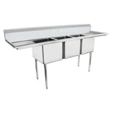 Empura ESD31620LR18 - Sink, 88"W X 25.5"D X 44.25"H, (3) Compartment