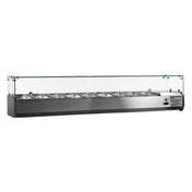 Omcan 46680 (RS-CN-0004-P) Refrigerated Topping Rail With Glass Sneeze Guard