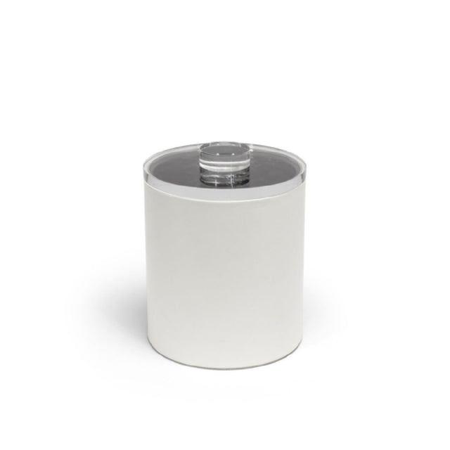 FOH RIB064WHL21 2qt Round London Ice Bucket White With Acrylic Lid Includes One RIB014WHL21-BTM 2qt Round London Ice Bucket Base White
