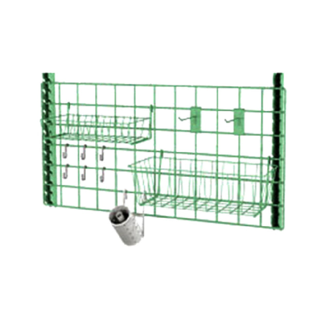 Metro SWA1 SmartWall Accessory Kit For Sinks / Warewashing Consists Of (1) H210K3 Wire Basket (1) IWA-11K3 Lid Holder (1) FCH / FC1 Utensil Cylinder & Mounting Holder (2) PGHK6K3 6" Prong Hooks