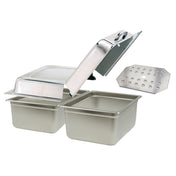 Gold Medal 8080-03 Steamer Pan & Lid Kit Includes: (2) 1/2 X 6 Pans With Full Hinged Dome Lids & (1) Perforated Insert For Buns