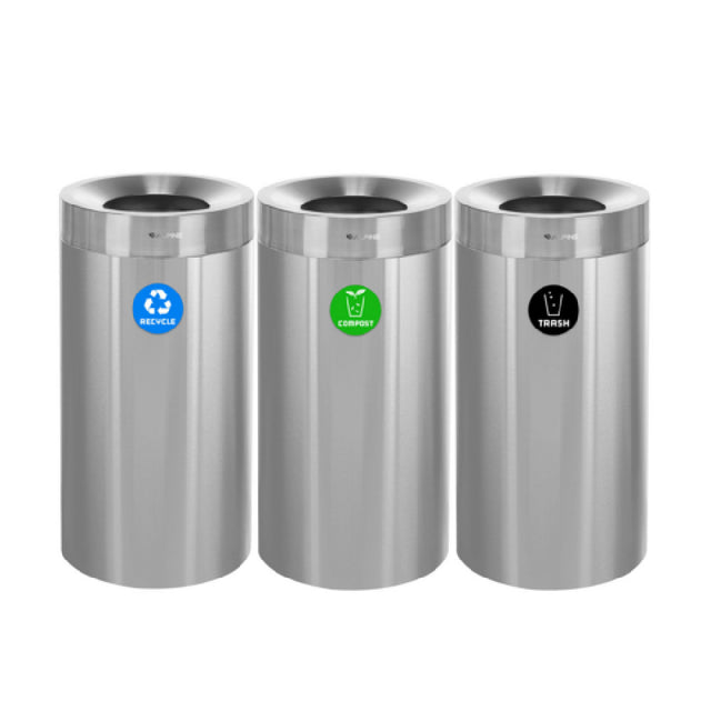 Alpine Industries ALP475-27-R-T-CO Recycling Can With Compost Bin And Trash Receptacle