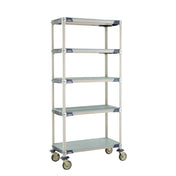 Metro 5X337EGX3 MetroMax® I Mobile Shelving Unit 36"W X 18"D X 80"H (4) Corrosion Proof Open Grid Shelves With Removable Shelf Mats & (1) Corrosion Proof Solid Shelf With Removable Shelf Mat