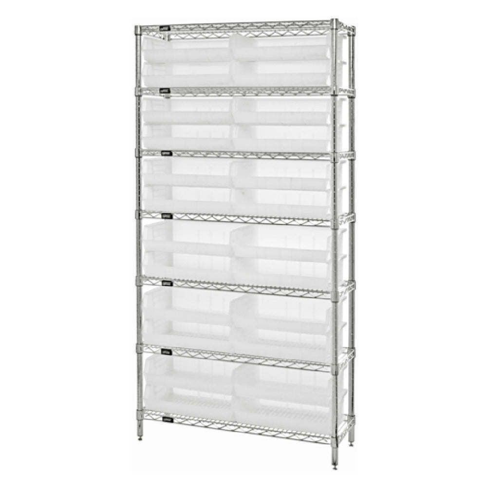 Quantum WR7-245CL Bin Wire Shelving System 48"W X 24"D X 74"H Overall Size 800 Lb. Capacity Per Shelf