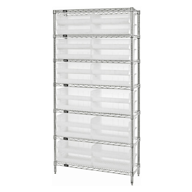 Quantum WR7-245CL Bin Wire Shelving System 48"W X 24"D X 74"H Overall Size 800 Lb. Capacity Per Shelf