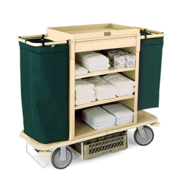 Forbes Industries 2200-38 Plastic Housekeeping Cart Three Shelves In A 30" W X 19" D X 38" H Cabinet With 2" Deep Top Tray
