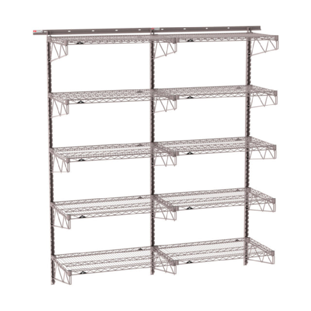 Metro SW-2172K4-85-5TIER - SmartWall Tall Wall Shelving Kit, Double-wide, Five-tier