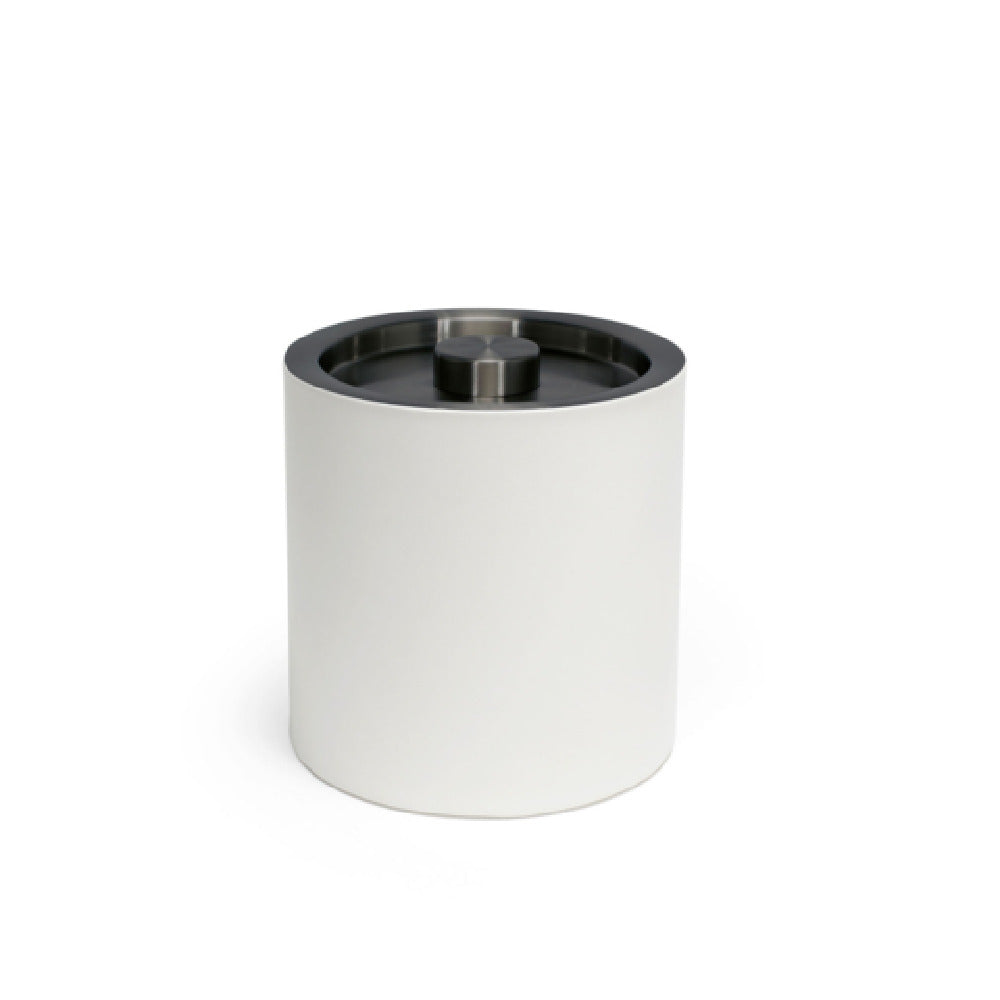 FOH RIB025WHL21 3.5qt Round London Ice Bucket White With Brushed Stainless Lid
